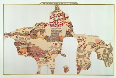 El mapa mosaico de Madaba, bizantino, siglo VI